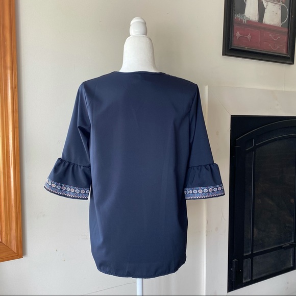 OC Order Plus Floral Bell Sleeve Blouse Top - Picture 10 of 13